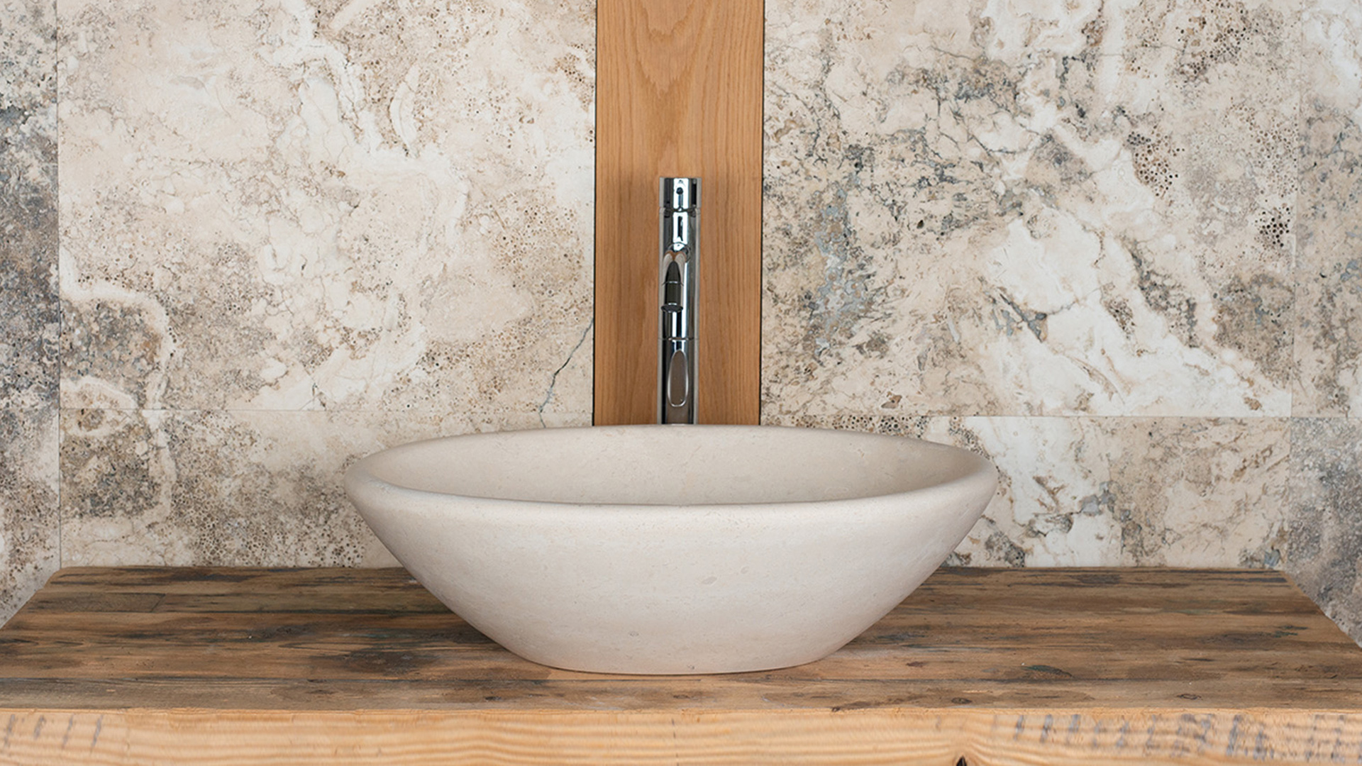 Oval travertine washbasin “Vaschetta”
