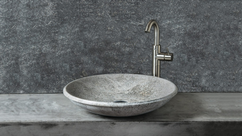 Designer grey travertine washbasin “Fonterutoli Ice”