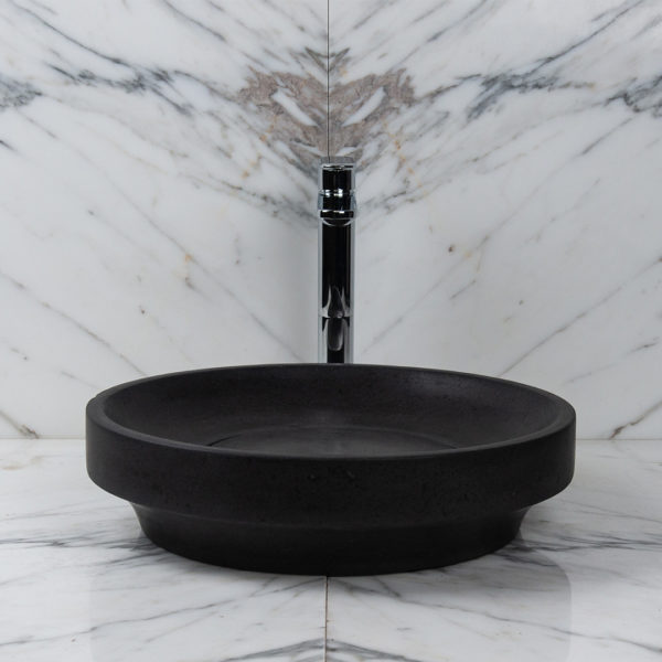 Round basalt washbasin "Ufo Black"