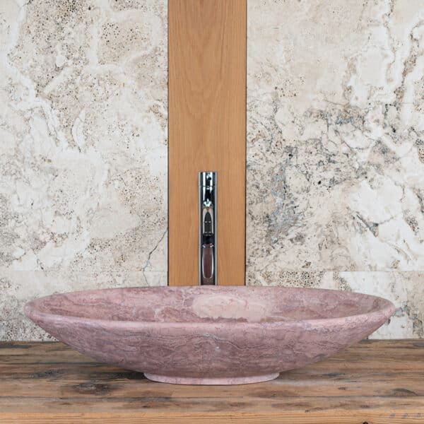 Lavabo ovale in travertino rosa "Elipse RC"