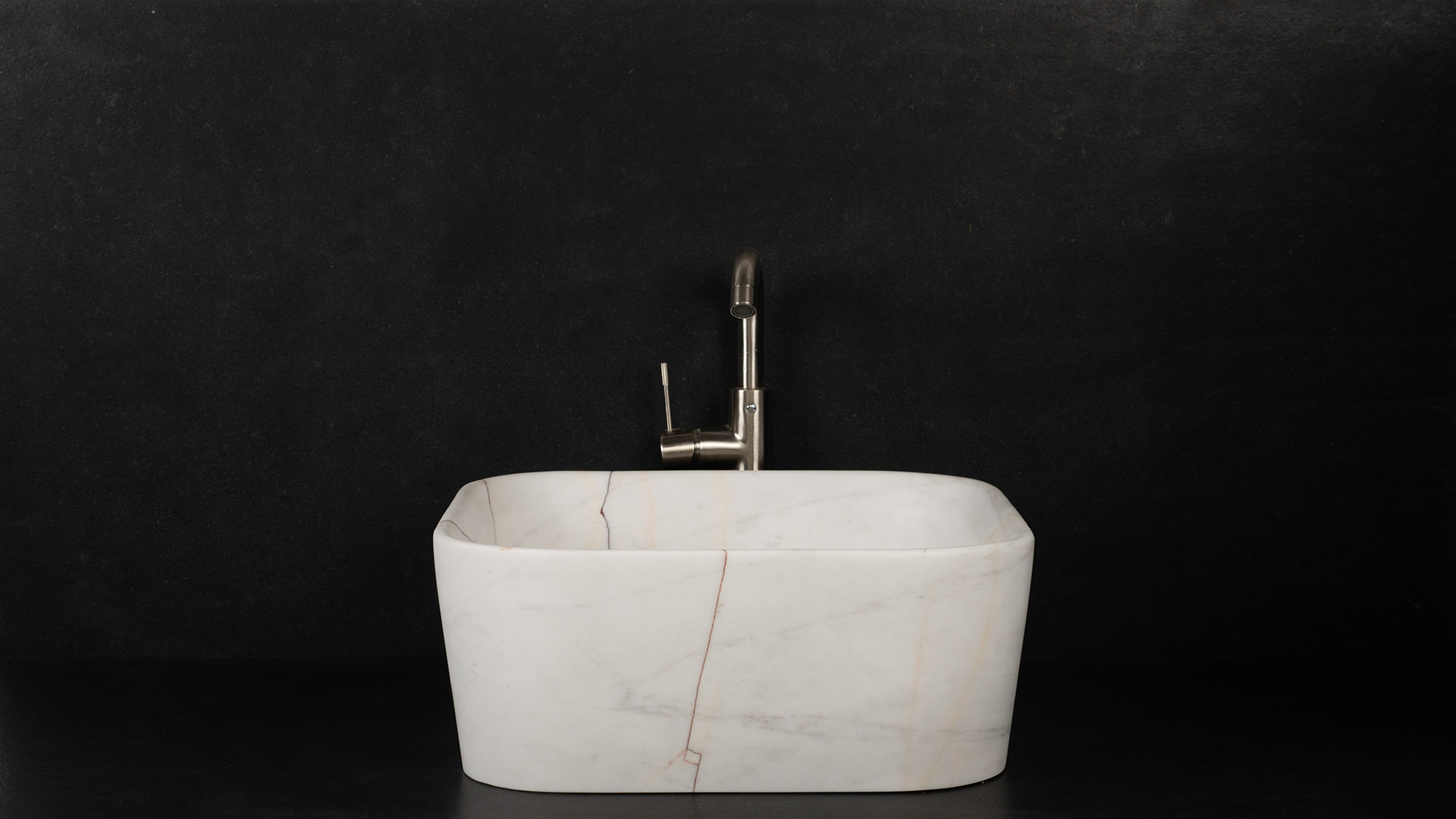 Large  Bianco Alba marble washbasin “Square”